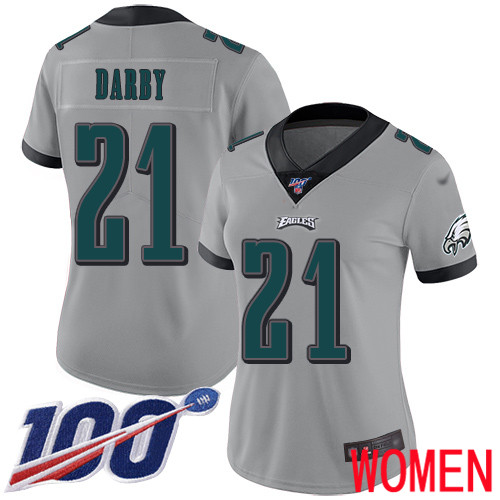 Women Philadelphia Eagles #21 Ronald Darby Limited Silver Inverted Legend NFL Jersey 100th Season Football